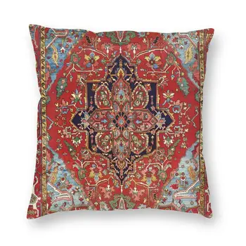 Наволочка с рисунком персидского ковра Heriz 40x40 Home Decor, 3D-принт Aubusson, Богемные цветы, подушка для дивана, двухсторонняя